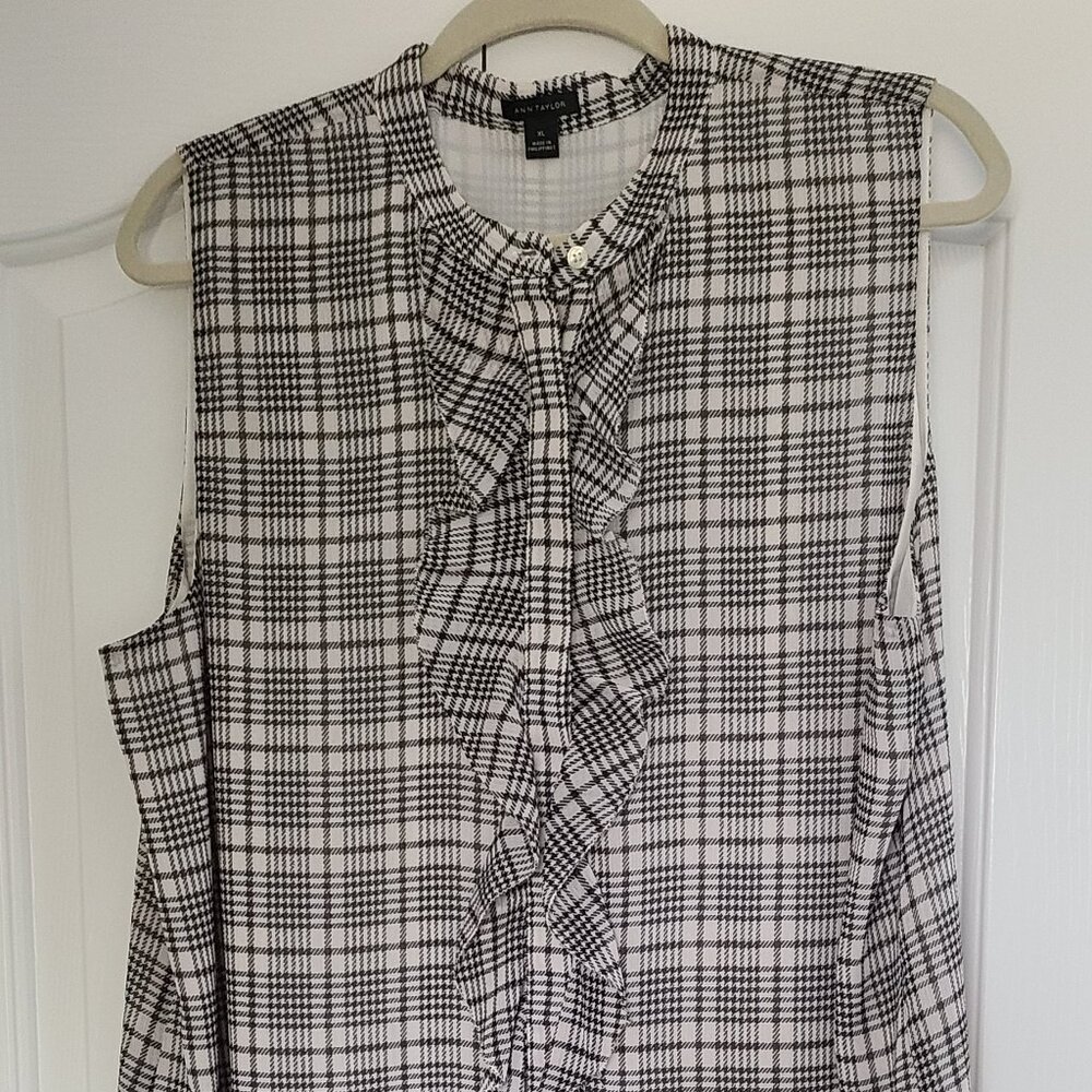 Ann Taylor Houndstooth Sleeveless Blouse XL